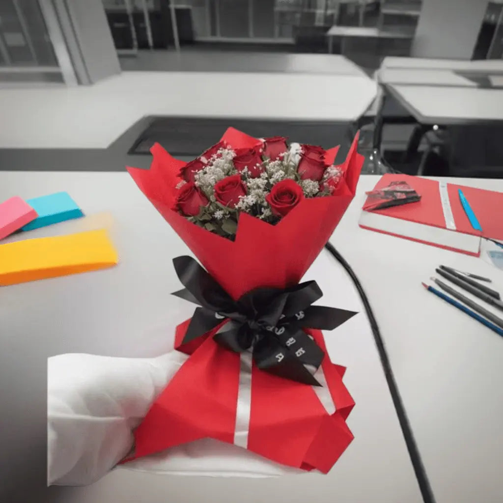 Crimson Kisses - Flower Bouquet + Cake + Live Guitarist Performance - The Luxury Floret