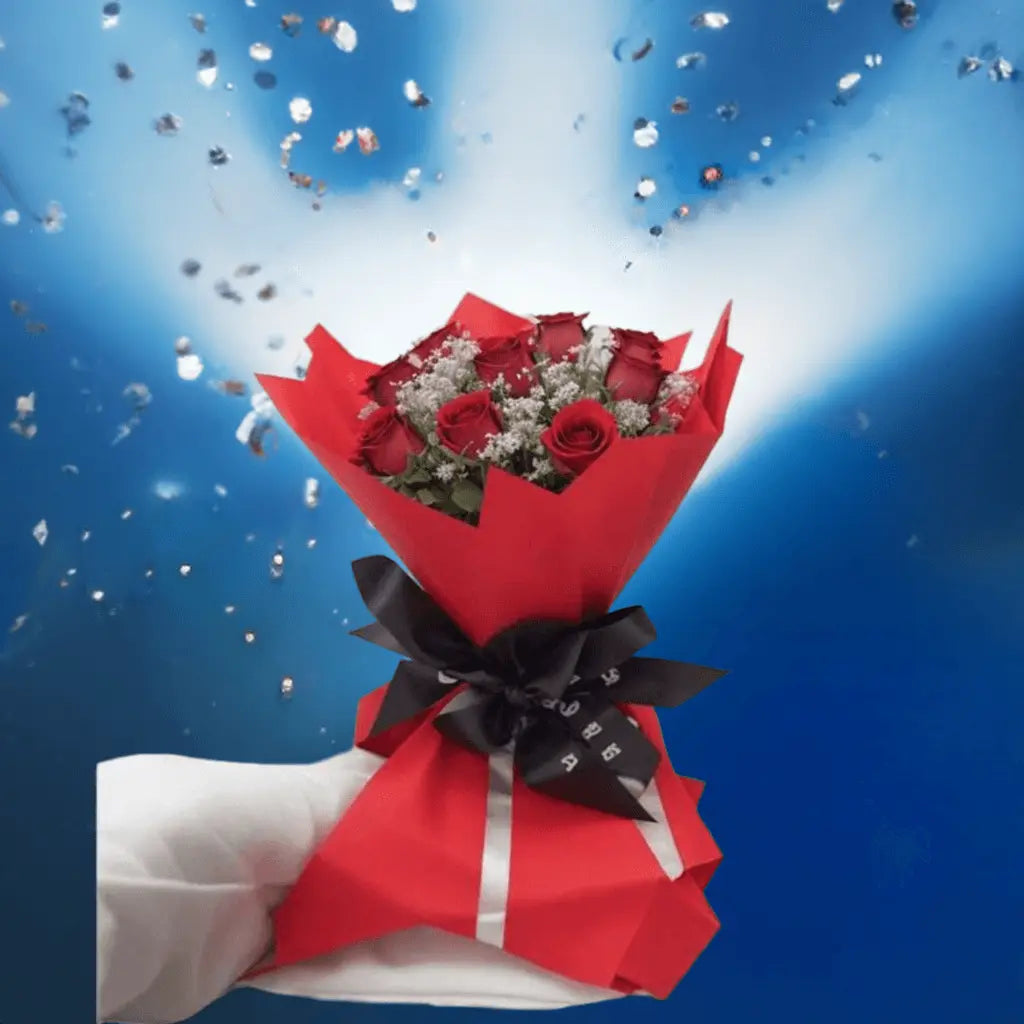 Crimson Kisses - Flower Bouquet + Cake + Live Guitarist Performance - The Luxury Floret