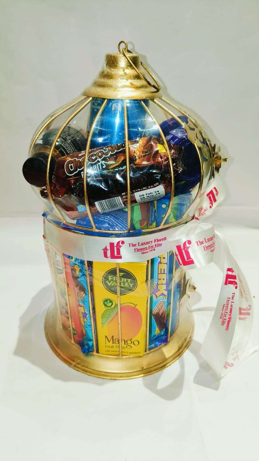 Golden Cage Bhai Dooj food hamper The Luxury Floret