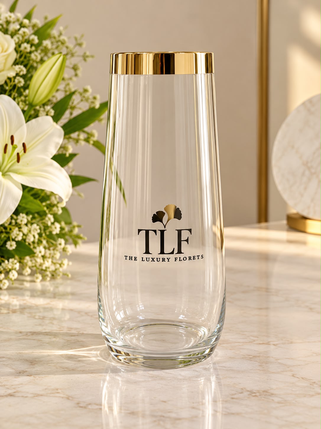 Luxury Gold-Rimmed Glass Vase