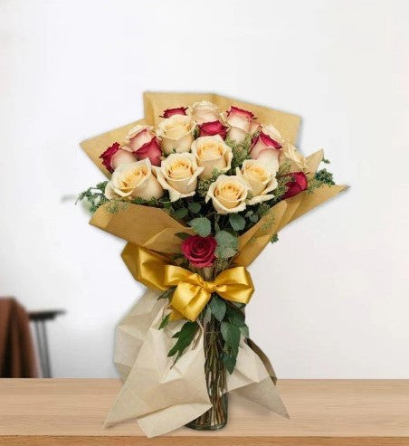 Birthday Combo Gifts- Beautiful Bouquet, Cake and Guitarist Performance