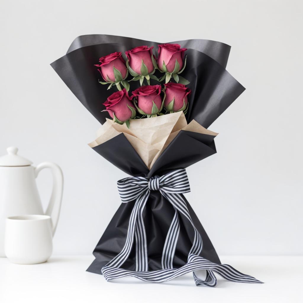 Beautiful Rose Bouquet Wrapped in Classic Orange Yellow Paper