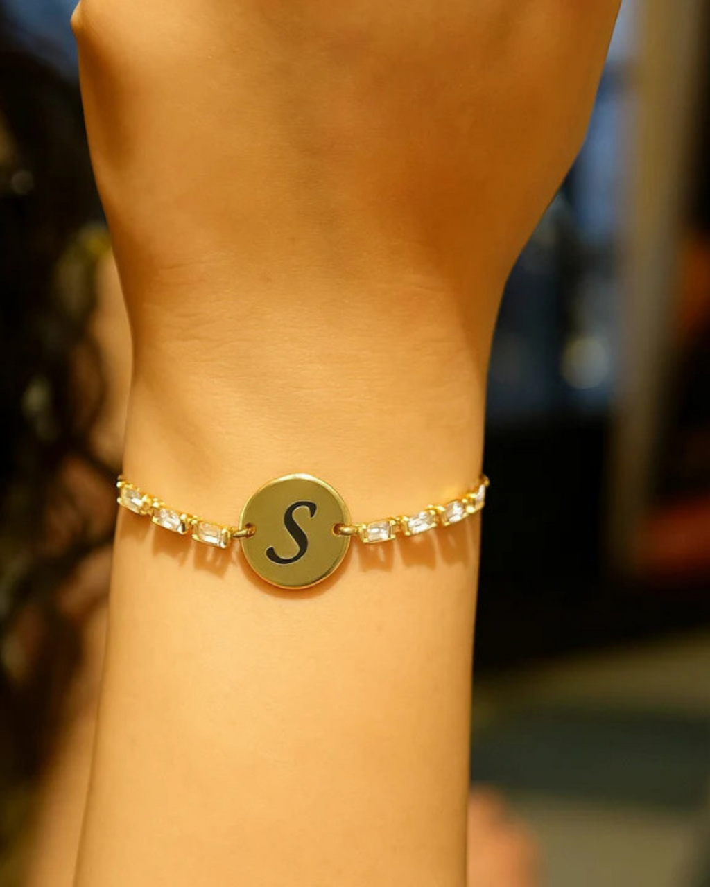 Elegant Initial "Alphabets" Bracelet with Crystal Accents- Best Gifts For Her - The Luxury Florets