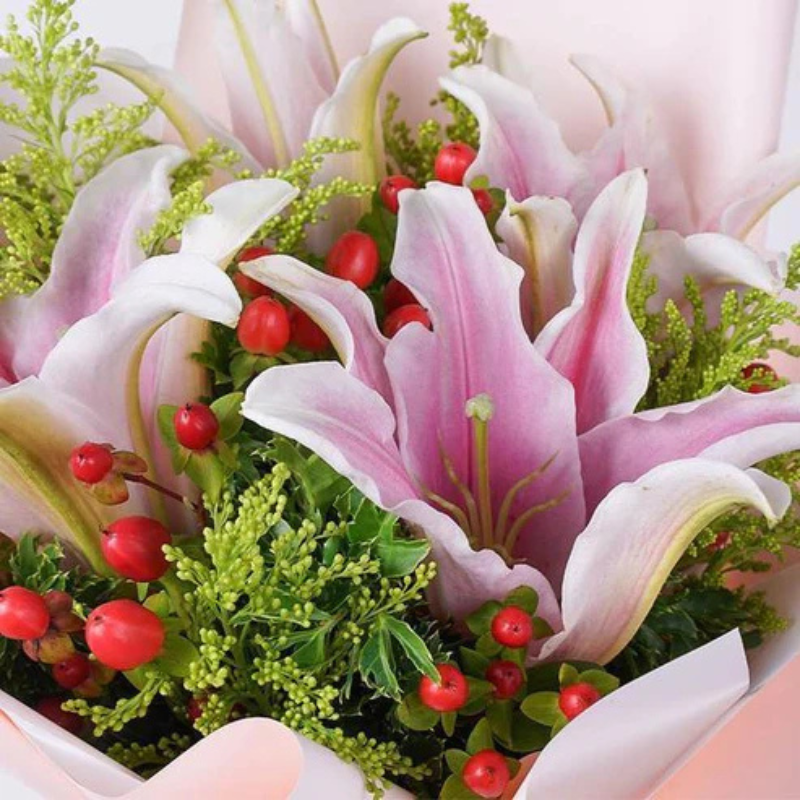 Whispers of Love: Romantic Pink Lily Ensemble The Luxury Florets