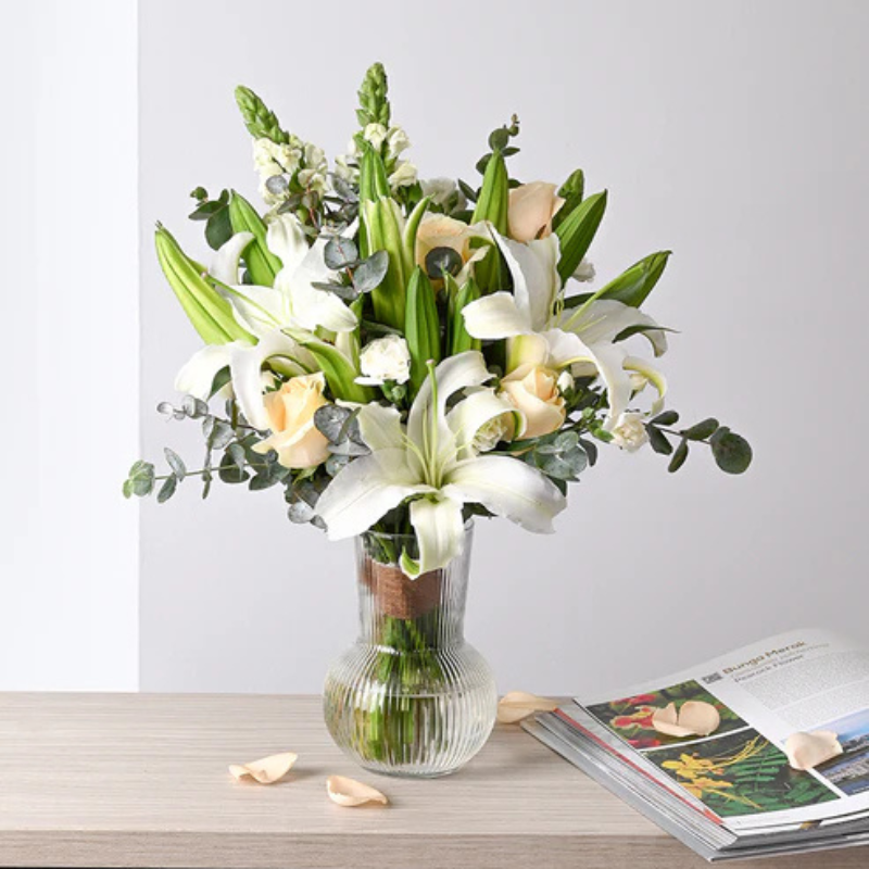 White Oriental Lily Bouquet – Sympathy & Funeral Flower Arrangement The Luxury Florets
