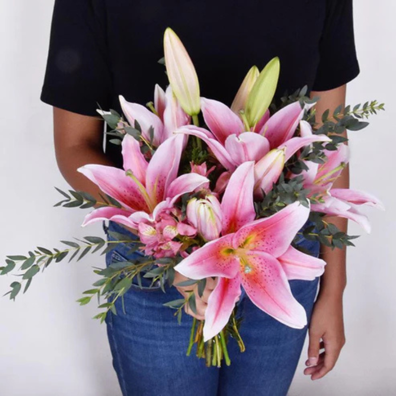 Pink Lily Flower Bouquet – Romantic Gift The Luxury Florets
