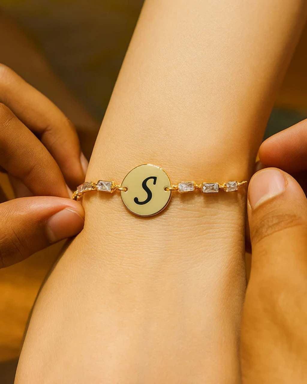 Elegant Initial "Alphabets" Bracelet with Crystal Accents- Best Gifts For Her - The Luxury Florets