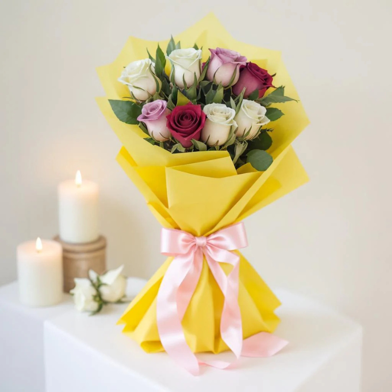 Luxury Flower Bouquet + Cake + Live Guitarist Performance + Free Bracelets - All in One