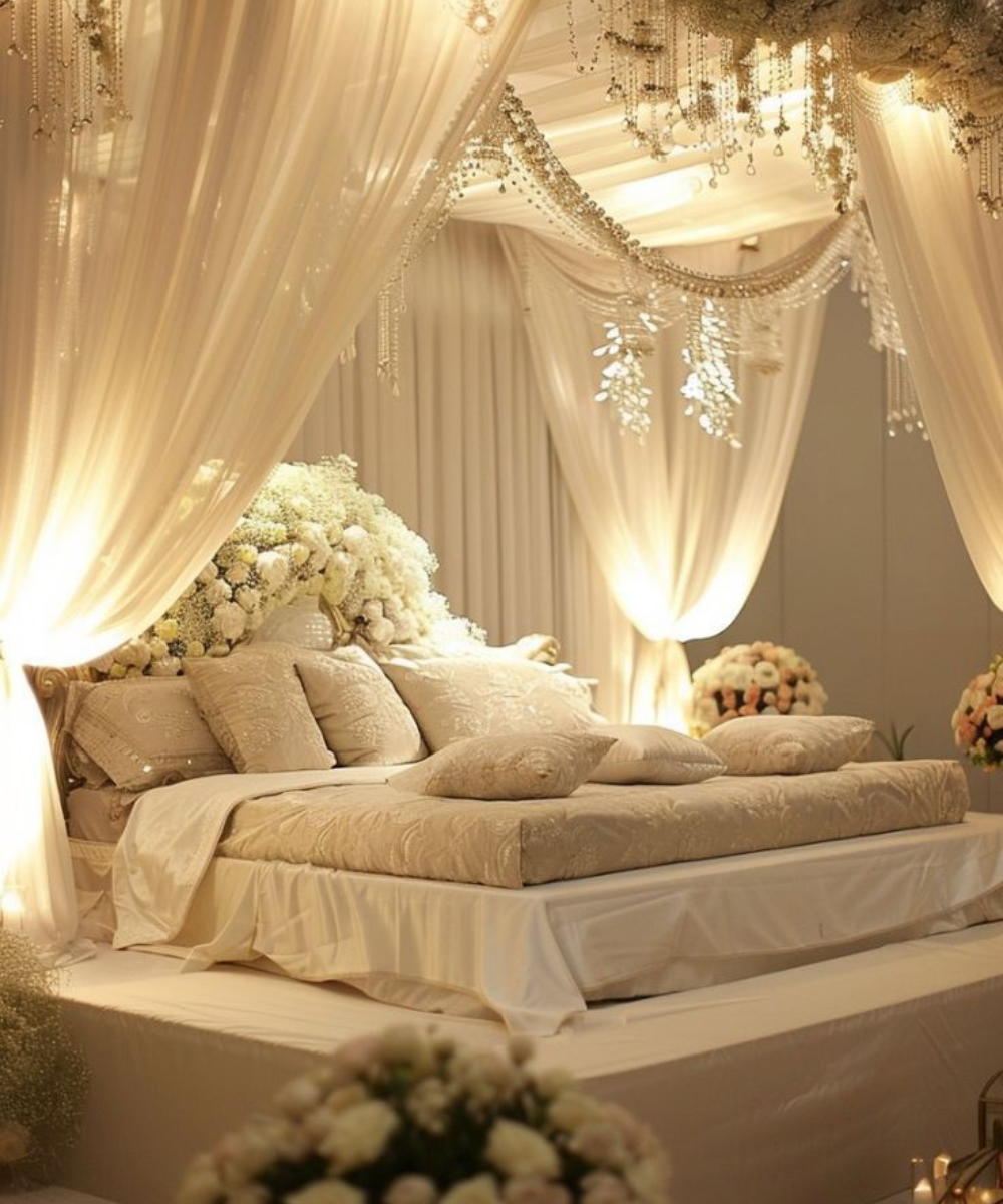 Elegant Flower Bed Decorations for Wedding Room Decor