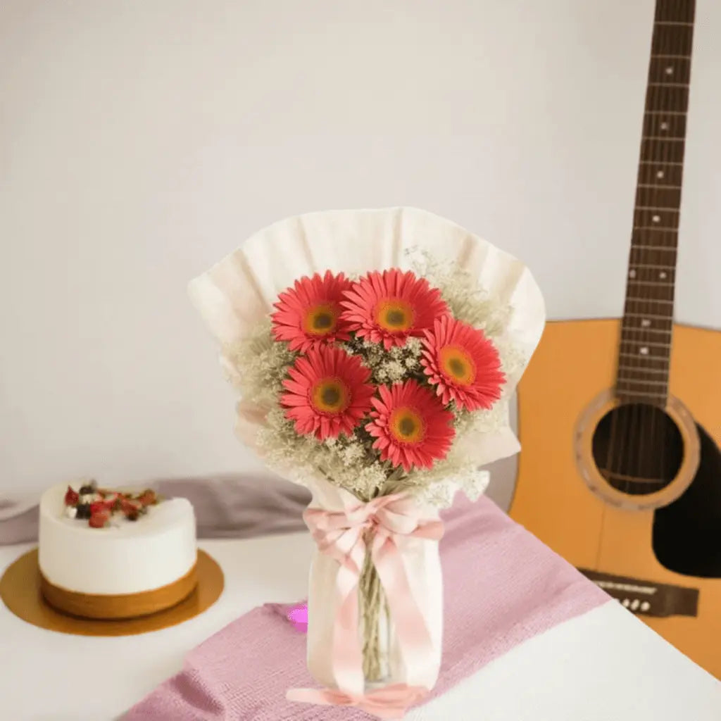 Flower Whisper - Flower Bouquet + Cake + Live Guitarist Performance - The Luxury Floret