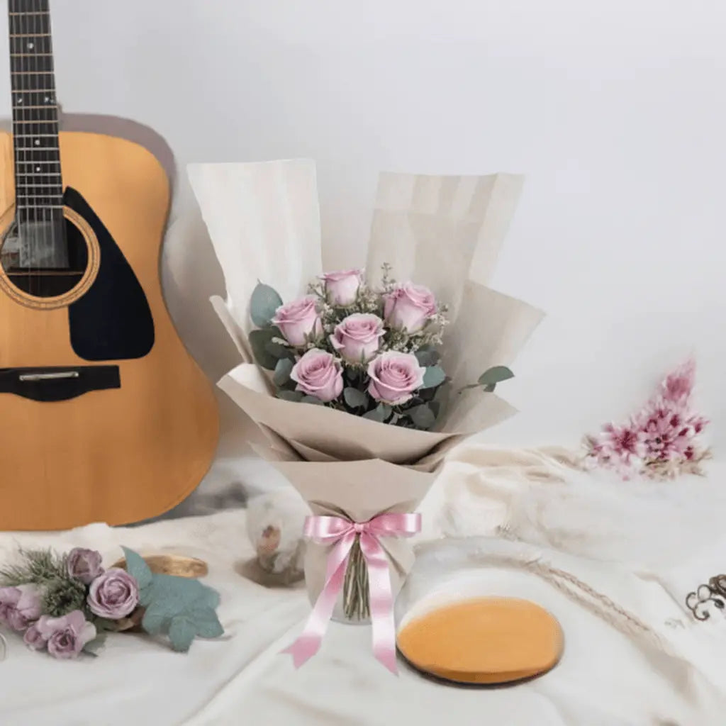 Rose Garden - Flower Bouquet + Cake + Live Guitarist Performance - The Luxury Floret