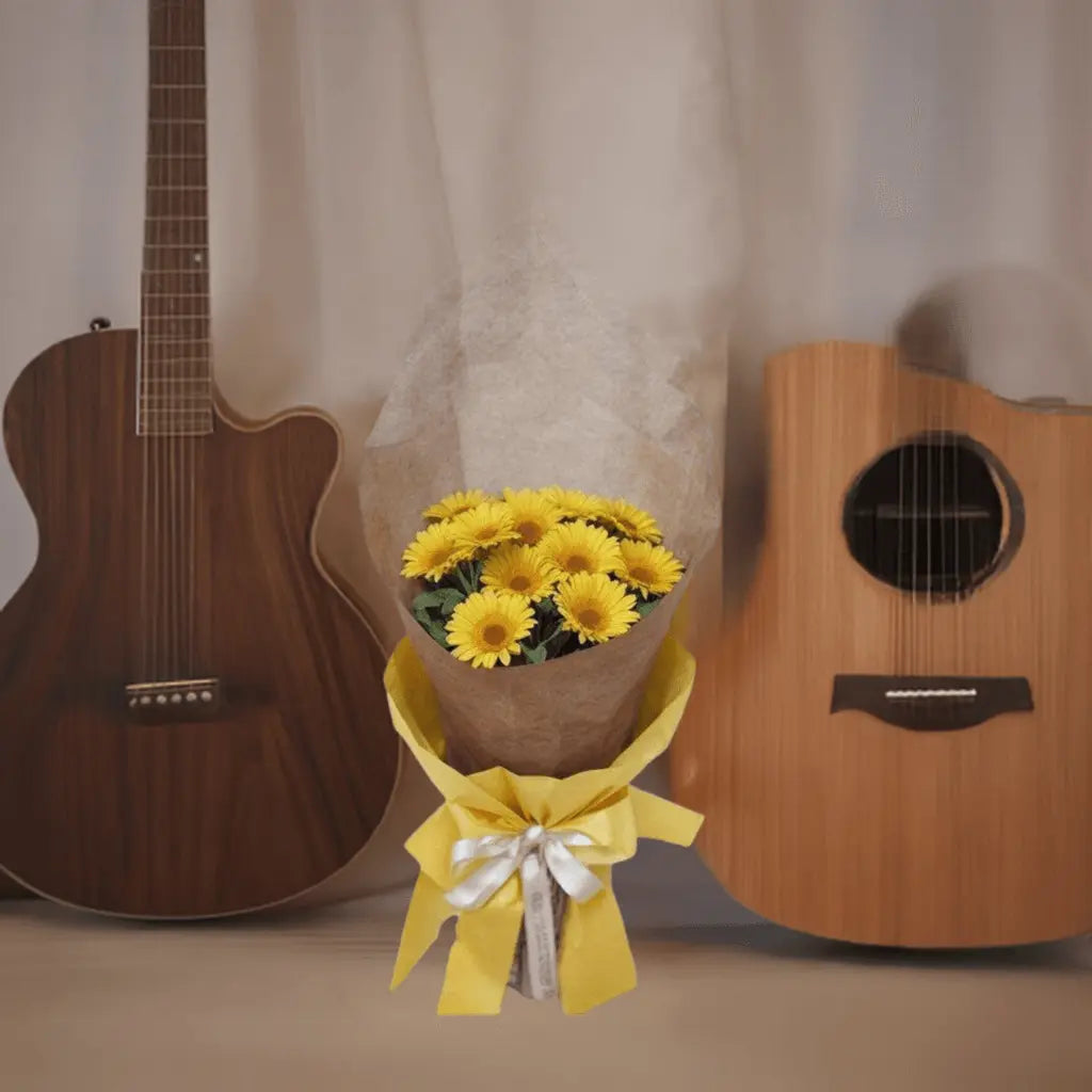 Sunburst Splendor - Flower Bouquet + Cake + Live Guitarist Performance - The Luxury Floret
