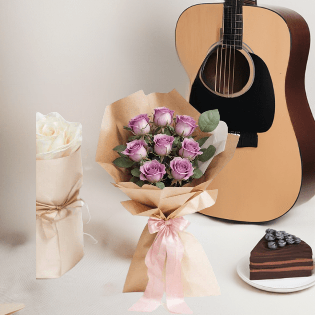Sweet Honey - Flower Bouquet + Cake + Live Guitarist Performance - The Luxury Floret