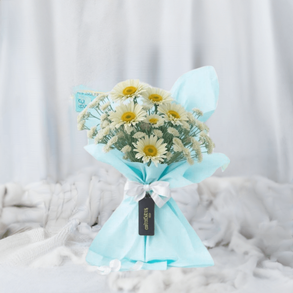 Winter White - Flower Bouquet + Cake + Live Guitarist Performance - The Luxury Floret