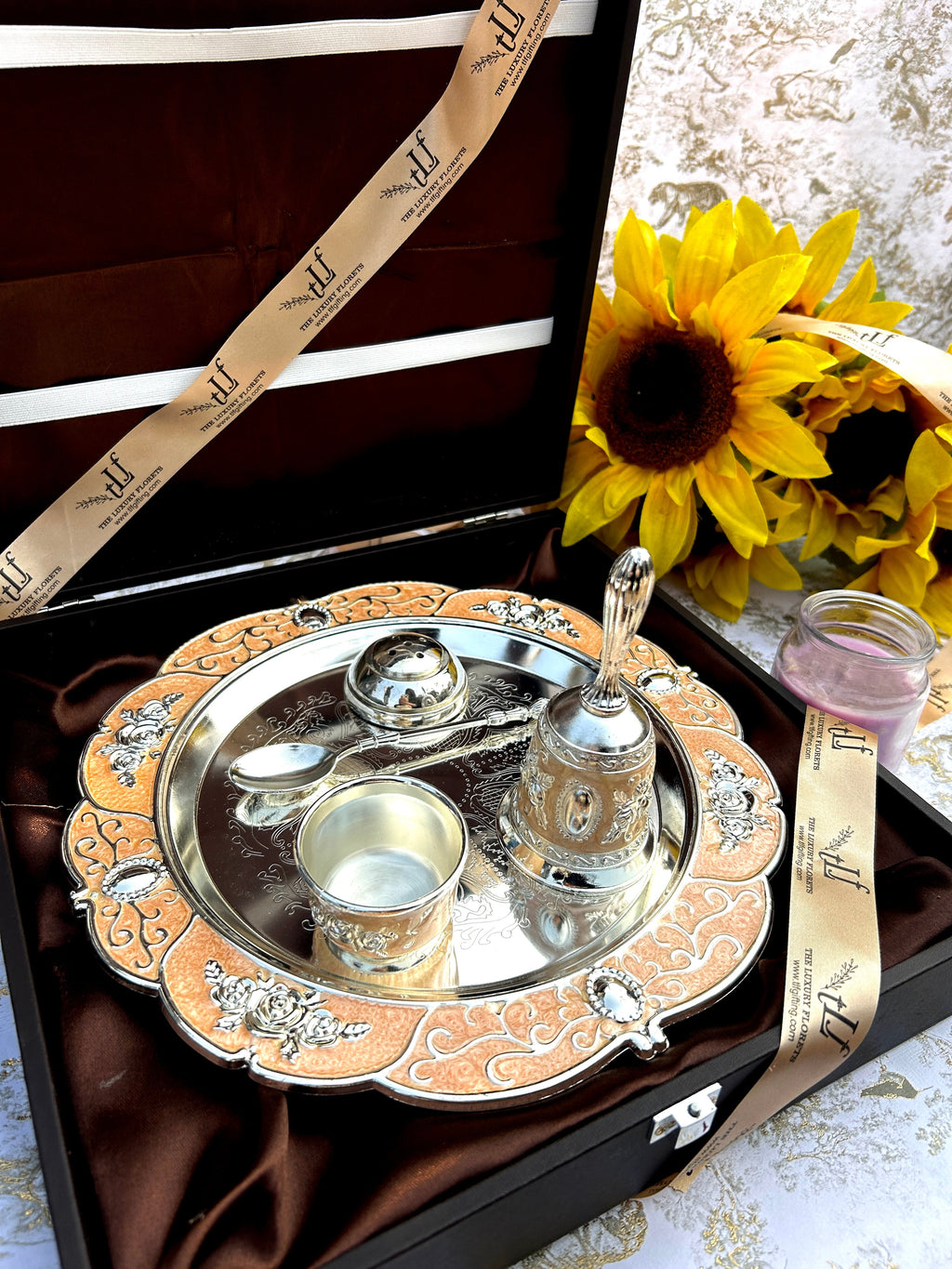 Luxury Silver-Plated Pooja Tray Set The Luxury Florets