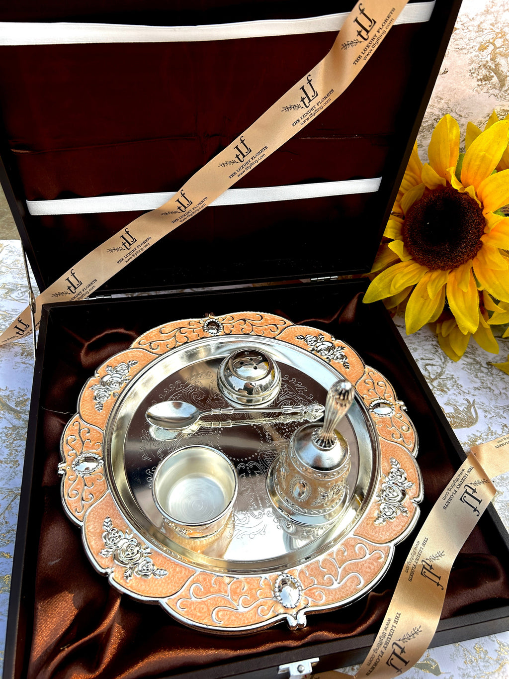Luxury Silver-Plated Pooja Tray Set The Luxury Florets