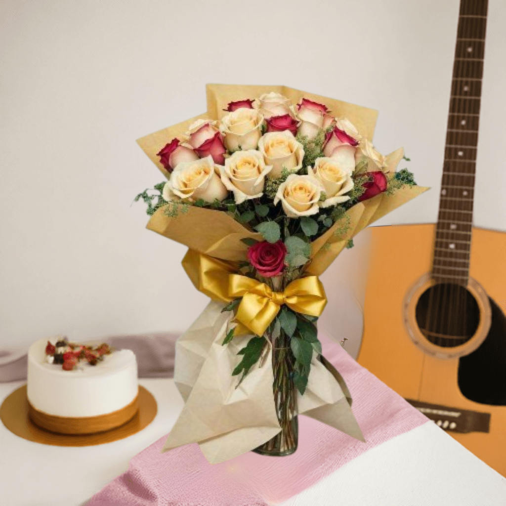 Pastel Burst - Flower Bouquet + Cake + Live Guitarist Performance ( 30 mint ) - The Luxury Florets