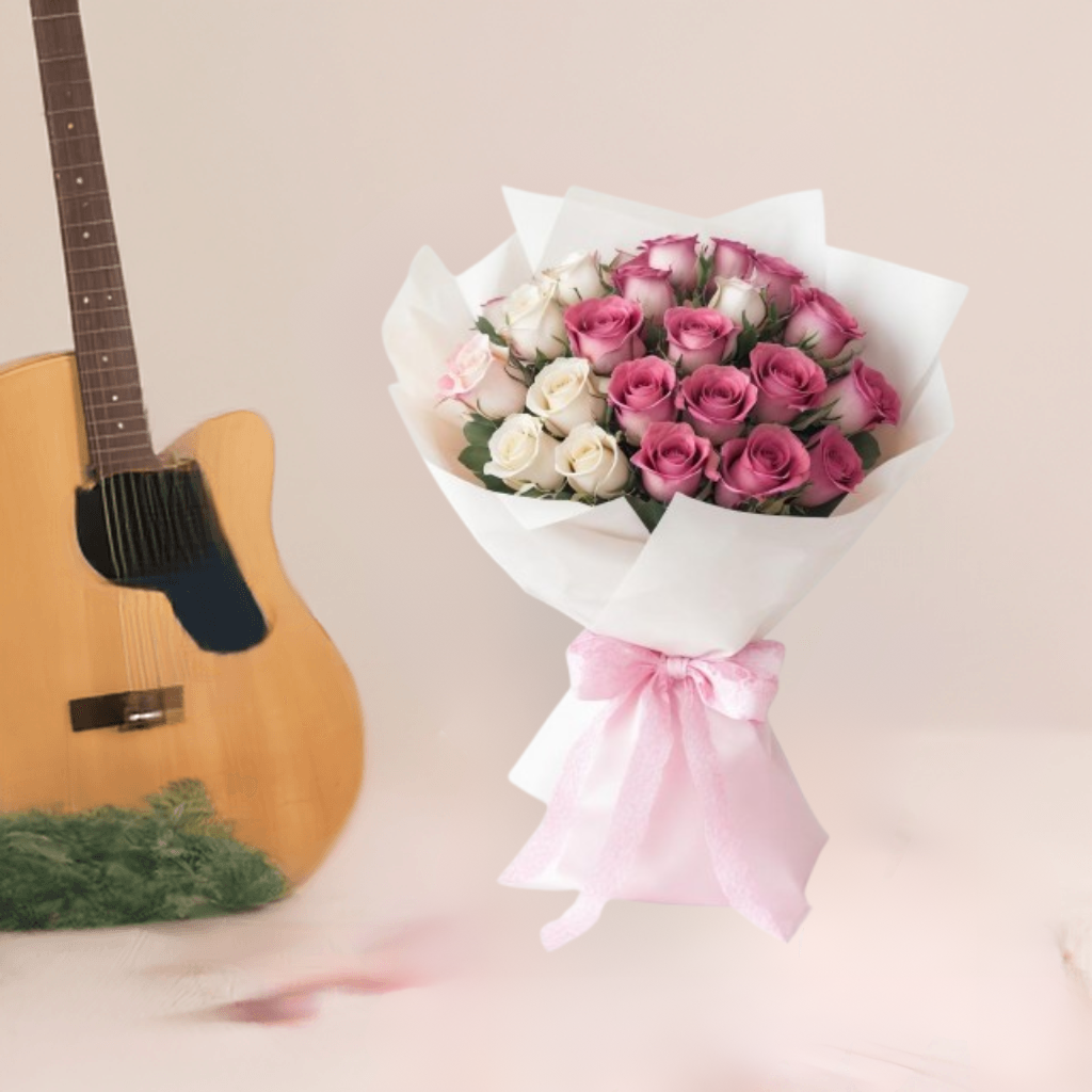 Rainbow Of Love - Flower Bouquet + Cake + Live Guitarist Performance ( 30 mint ) - The Luxury Florets