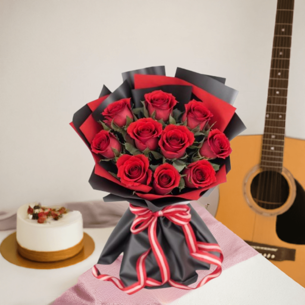 Scented Dream - Flower Bouquet + Cake + Live Guitarist Performance ( 30 mint ) - The Luxury Florets