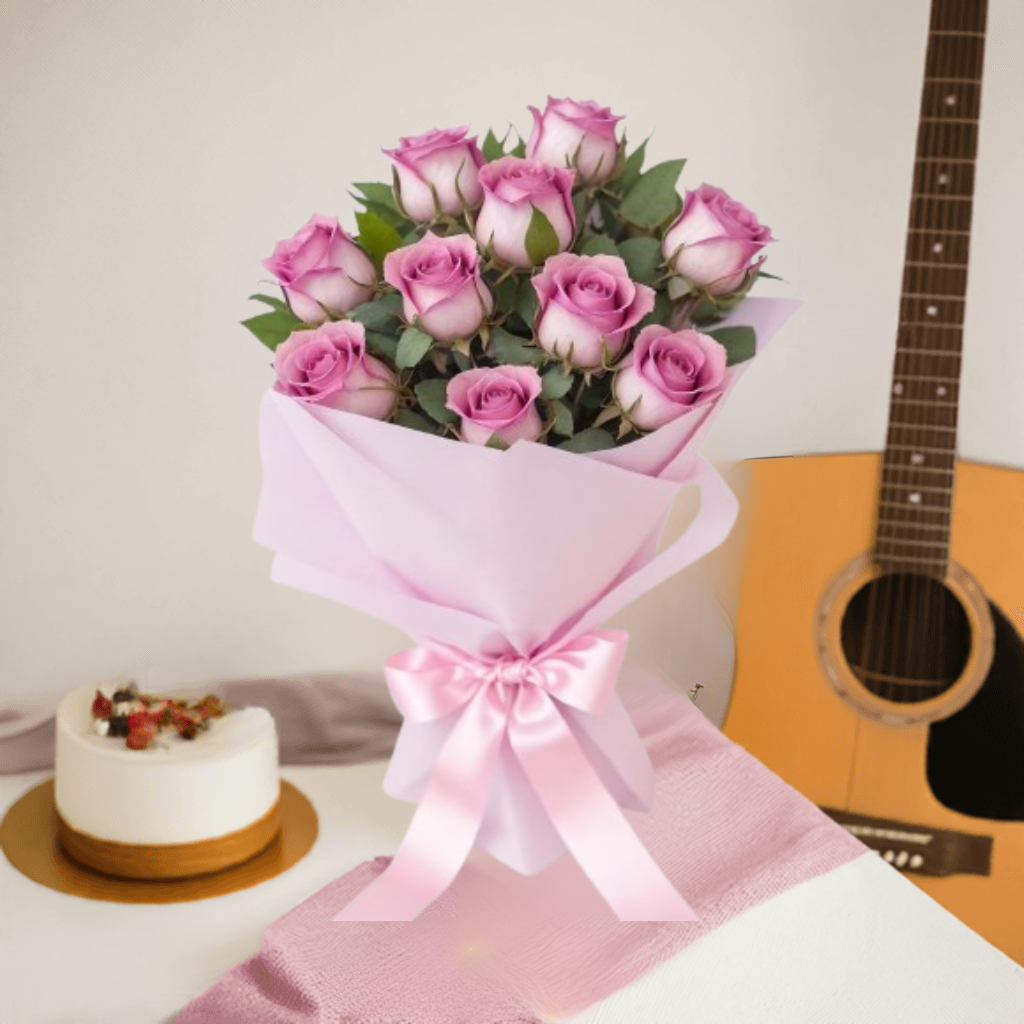 Midnight Magic - Flower Bouquet + Cake + Live Guitarist Performance ( 30 mint ) - The Luxury Florets