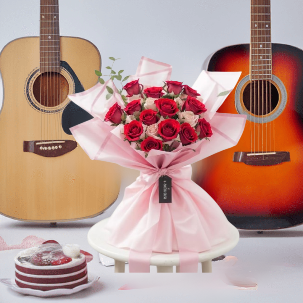 Holly Harmony - Flower Bouquet + Cake + Live Guitarist Performance ( 30 mint ) - The Luxury Florets