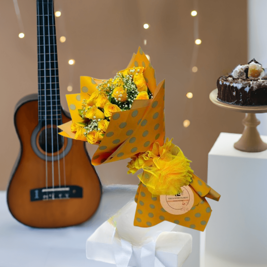 Vivacious N' Wild  - Flower Bouquet + Cake + Live Guitarist Performance ( 30 mint ) - The Luxury Florets