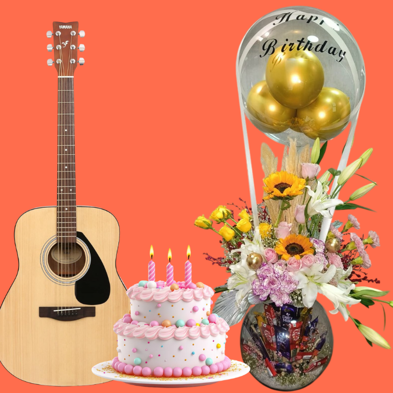 Signature Arrangement + Free Cake + Free Live Guitarist Performance 20 min + Free Delivery in Delhi NCR The Luxury Florets