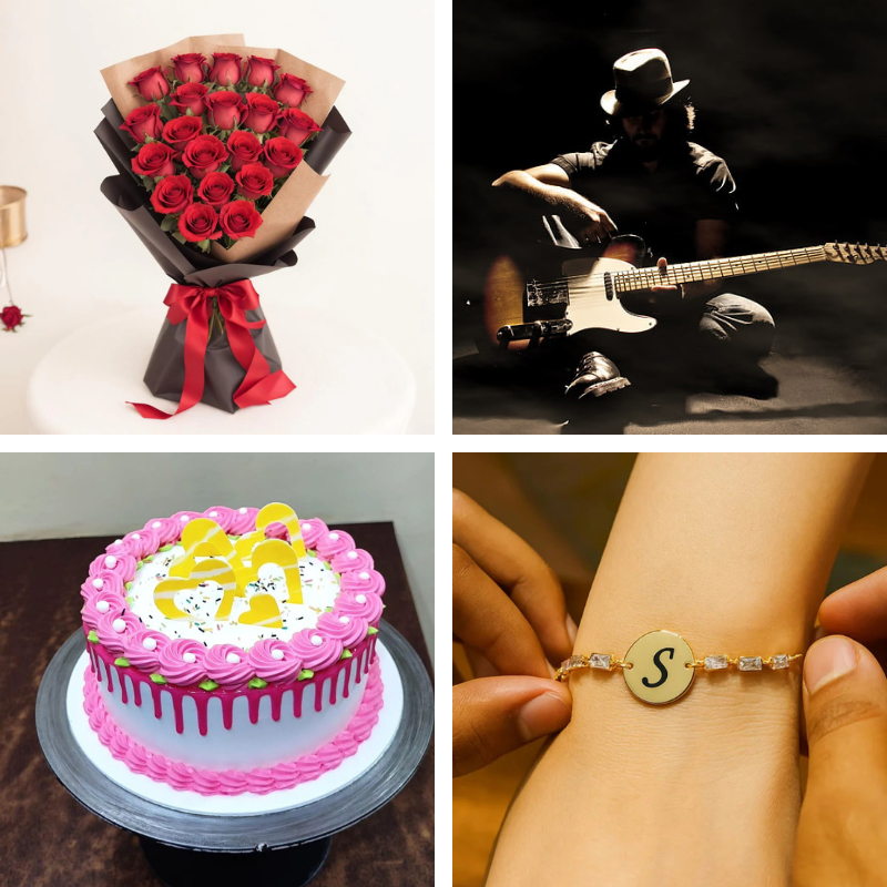 Luxury Flower Bouquet + Cake + Live Guitarist Performance + Free Bracelets - All in One