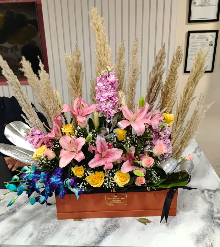 Elegant Rectangle box-Flower Garden Arrangement The Luxury Floret