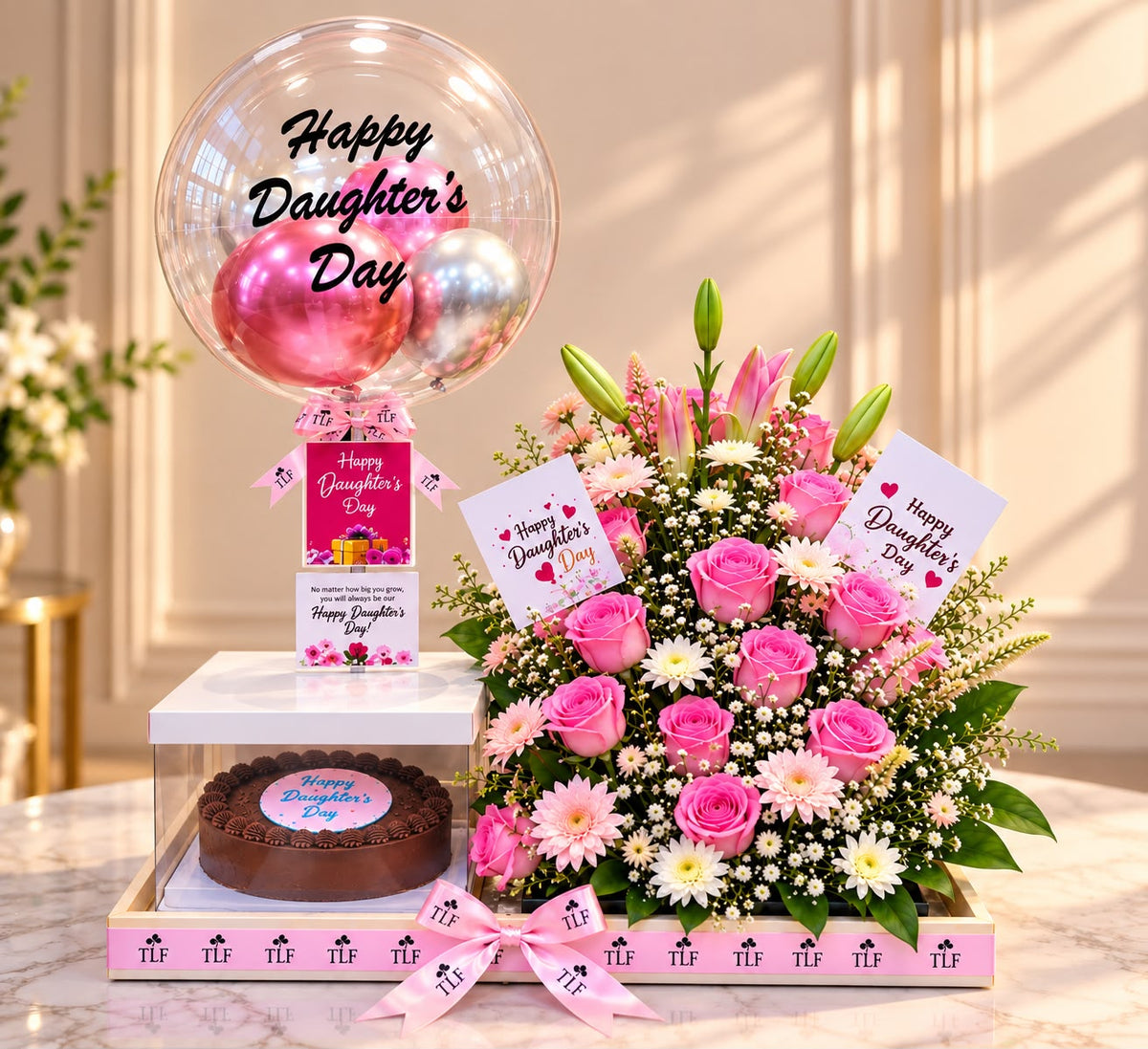 Elegant Daughter's Day Surprise Cake Platter