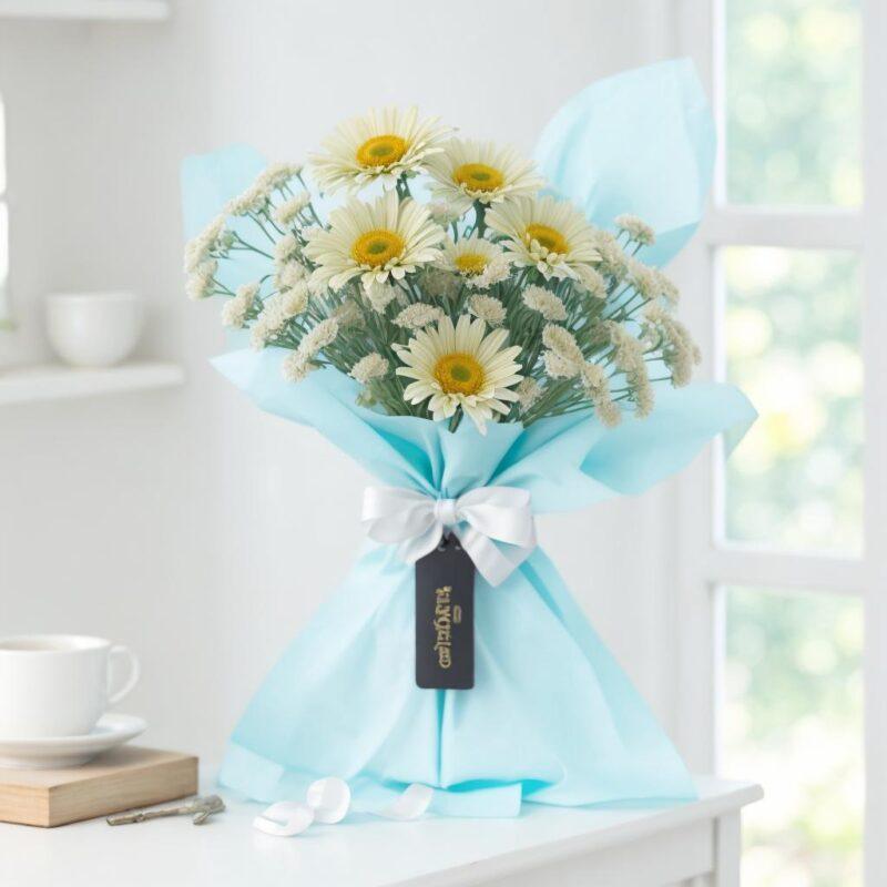 Winter White - Flower Bouquet + Cake + Live Guitarist Performance - The Luxury Floret